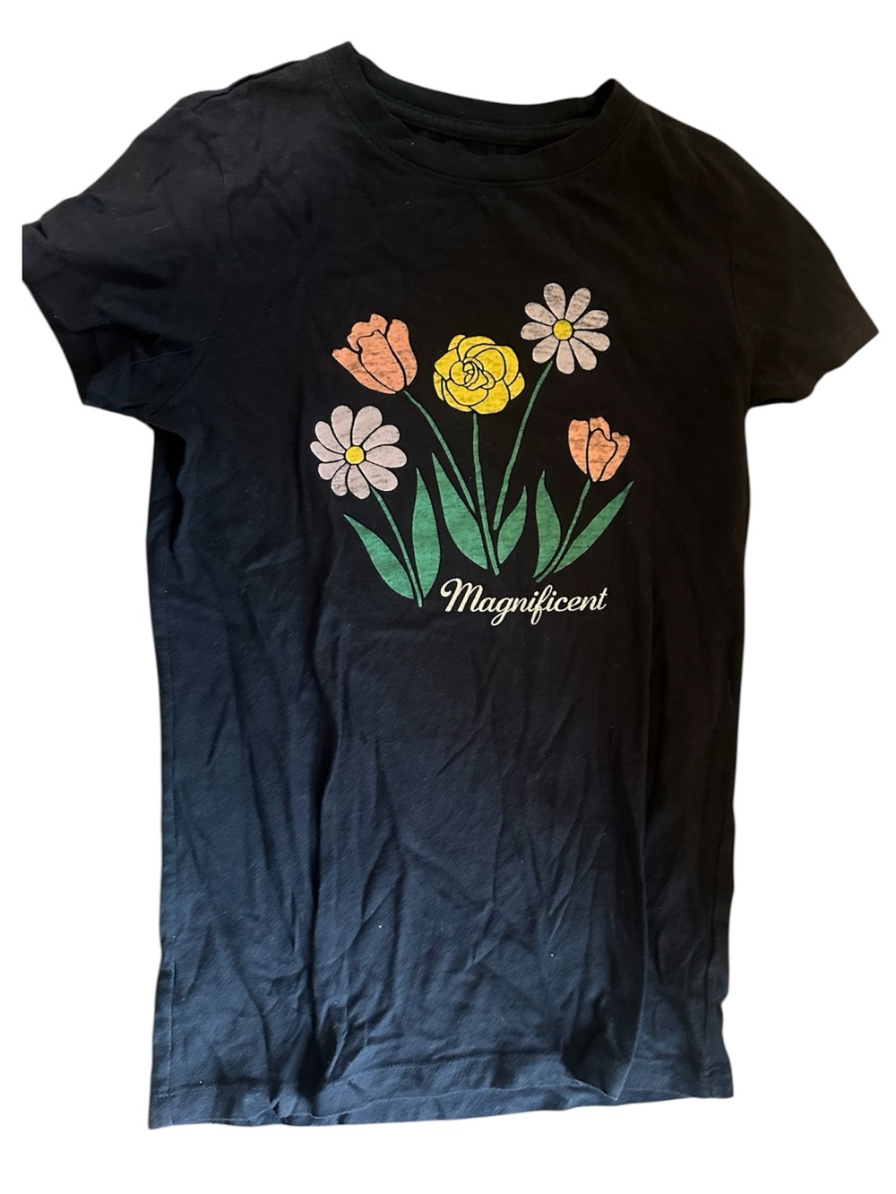Aeropostale Black Floral 'Magnificent' Short Sleeve Tee